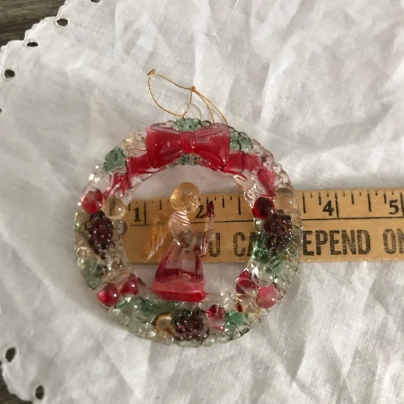 Vtg Colourful Angel Wreath Ornament - Picture 4 of 6